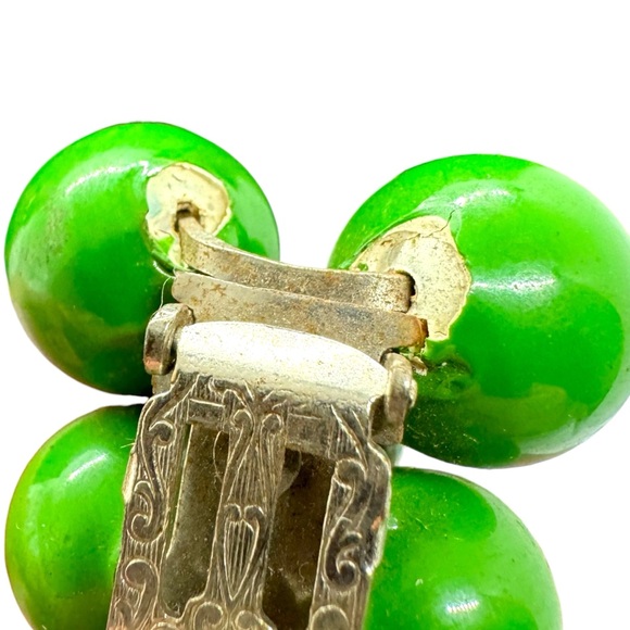 Vintage Gold & Green Lucite Cluster Bead Dress Clips - Picture 7 of 7